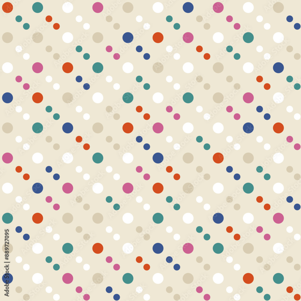 Poster Pattern of diagonally spaced dots. Vector background made of small circles.