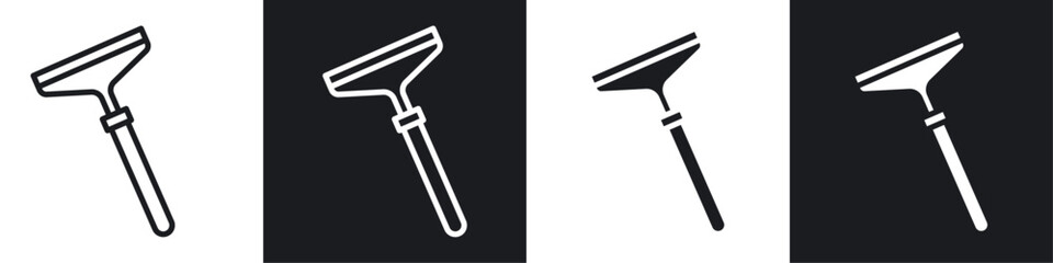 window squeegee black vector icon set