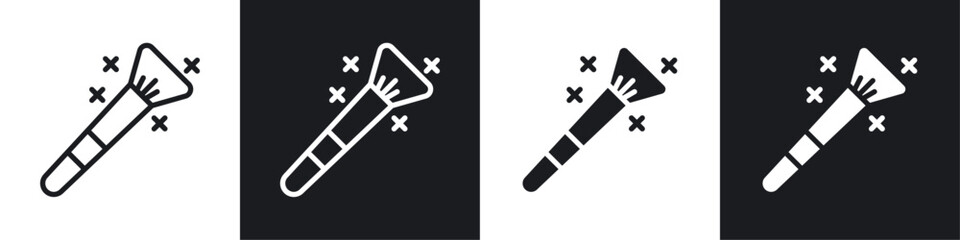 makeup brush black and white icon set