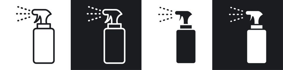 Spray Bottle black and white icon set