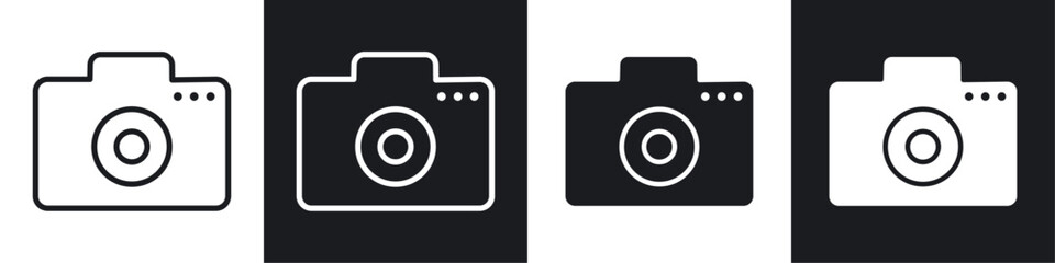 camera black and white icon set