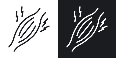 Muscle pain black and white icon set