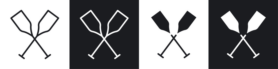 Paddle black and white icon set