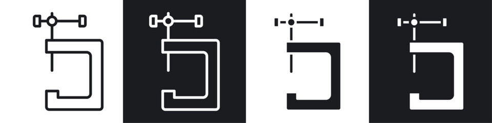 vice clamp black and white icon set