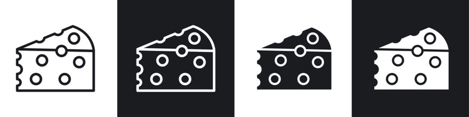 Cheese black and white icon set