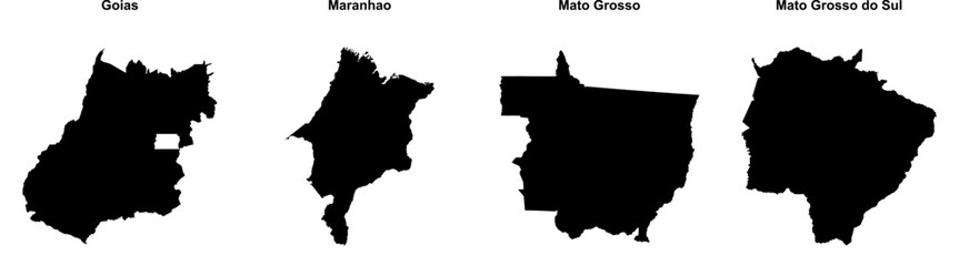 Goias, Maranhao, Mato Grosso, Mato Grosso do Sul outline maps