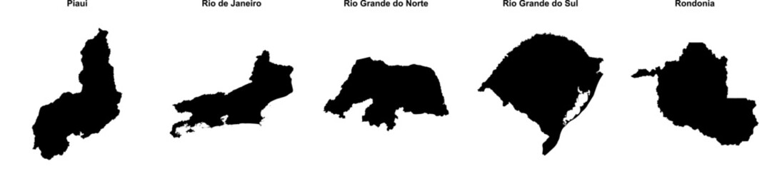 Piaui, Rio de Janeiro, Rio Grande do Norte, Rio Grande do Sul, Rondonia outline maps