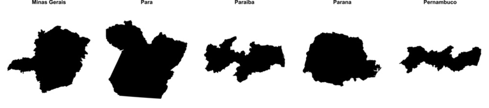 Minas Gerais, Para, Paraiba, Parana, Pernambuco outline maps