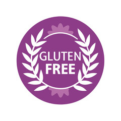 gluten free Sign Icon, Flat Design in Purple Color, Circular Badge