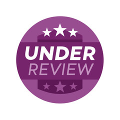  under review Sign Icon, Flat Design in Purple Color, Circular Badge