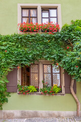 A view of the famous historic town of Rothenburg ob der Tauber, Franconia, Bavaria, Germany.	