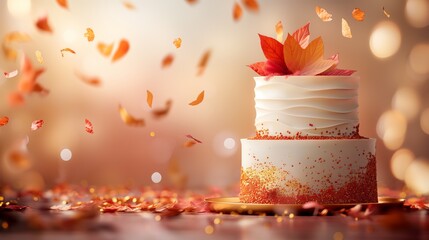 Autumn styled cake on a table decorated for a party celebration