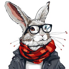 Locu Hipster animal fashion cartoon isolated whitebackground