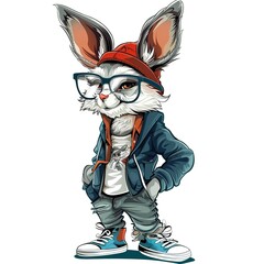 Locu Hipster animal fashion cartoon isolated whitebackground