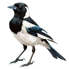 Obraz premium Magpie Artsy animal fashion cartoon isolated whitebackground