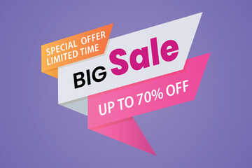 Poster or banner Big sale on purple background. Sales banner template design for social media and website.