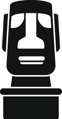 Black and white icon of an easter island moai statue standing on a pedestal