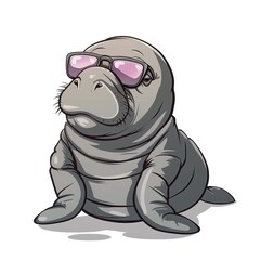 Fototapeta premium Manatee Classic fashion cartoon isolated whitebackground