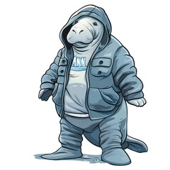 Obraz premium Manatee Sporty fashion cartoon isolated whitebackground