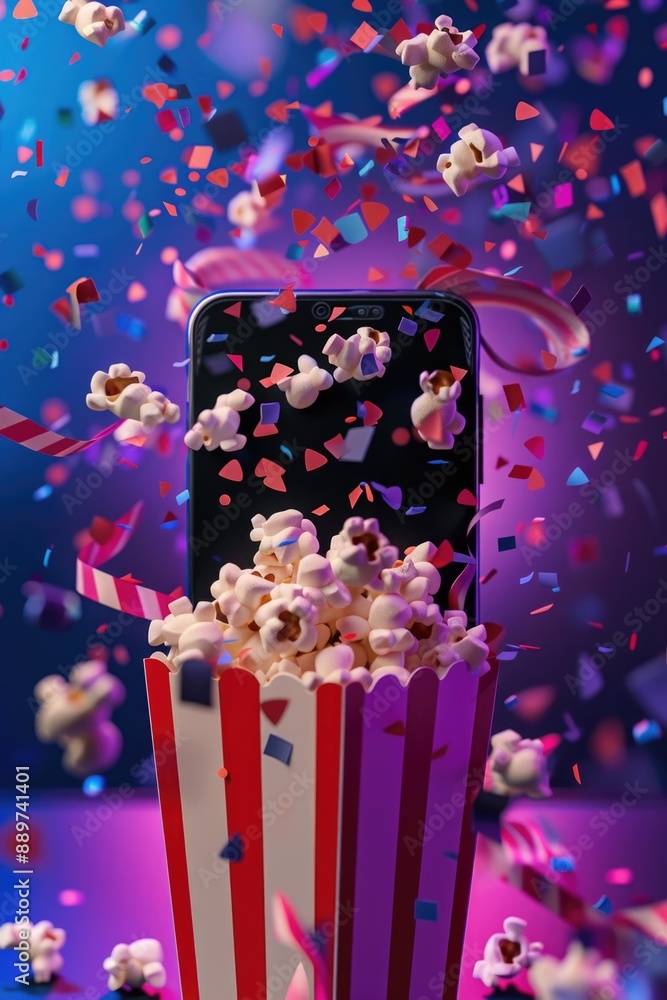 Sticker Popcorn Box Filled with Confetti