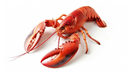 Freshly Cooked Lobster On White Background