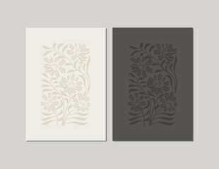 Floral poster, invite, greeting card template. Abstract floral elements. Botanical composition. Modern trendy style. Minimalist vector illustration for greeting card, invitation or product design.