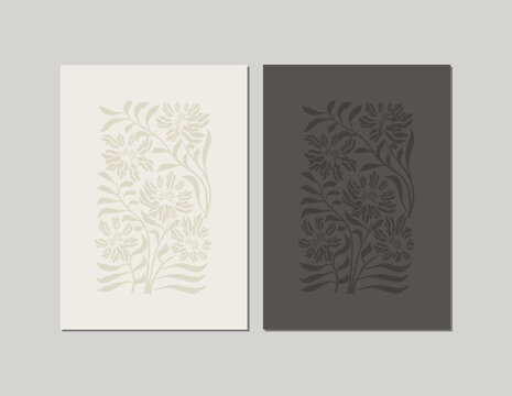 Floral poster, invite, greeting card template. Abstract floral elements. Botanical composition. Modern trendy style. Minimalist vector illustration for greeting card, invitation or product design.