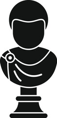 Black silhouette icon of a bust sculpture depicting a roman emperor wearing a toga