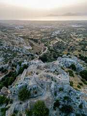 Aerial view of  Palaio Pyli Castle, Kos island, Greece. 