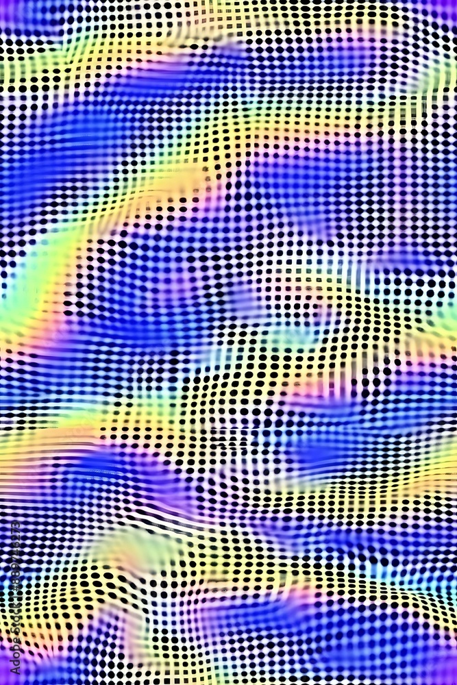 Aufkleber abstract digital art featuring a vibrant wave-like pattern of dots in multicolored gradients, creati