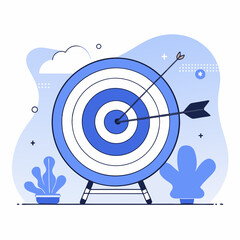 Minimalist Black, blue and White Vector Icon of a target