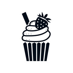  Hand-drawn silhouette cupcake icon with white background, vector illustration stock image.eps 10.