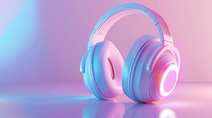 White Headphones with Neon Lights