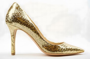 Obraz premium Shiny Gold High Heel Shoes for Women