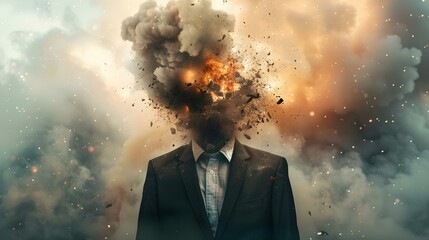 Mental health concept with a man in a suit