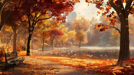 Beautiful autumn scenery in park