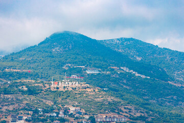 Obraz premium Panoramic view of Alanya coast. Landscape view of Mediterranean coast, Alanya, Turkey. High quality photo