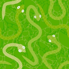 Naklejka premium Cartoon animals seamless snake pattern for wrapping and kids new 2025 year