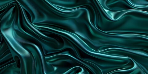 Obraz premium Elegant Dark Teal and Green Silk Background with Waves