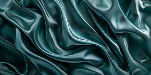 Obraz premium Elegant Dark Teal and Green Silk Background with Waves