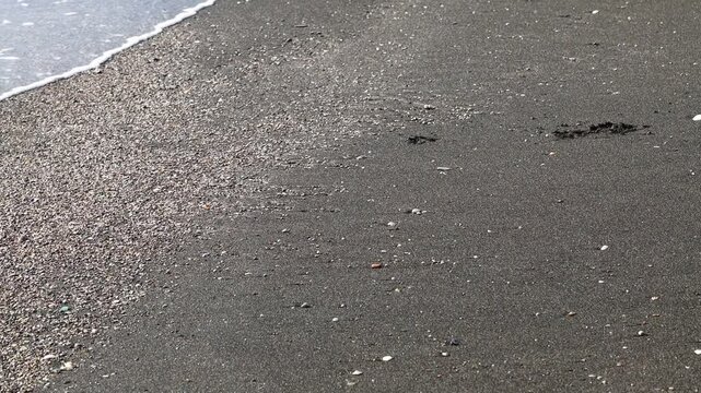 Wave on a sandy beach. Ocean coast. Stop motion moving image clip mp4. Santa Severa Italy