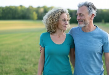 Obraz premium Happy Senior Couple Embracing Outdoors