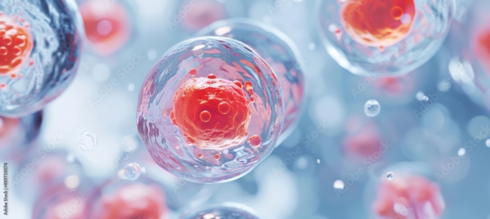 Poster colorful abstract art of cellular development in a laboratory setting - perfect for science posters