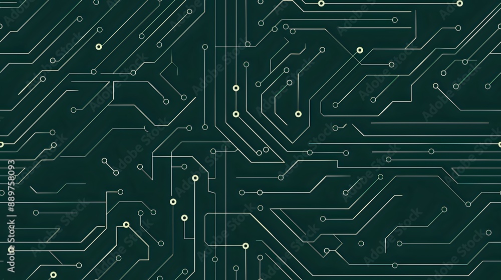 Poster close-up of a green circuit board pattern, ideal for technology, electronics, and digital themes in 