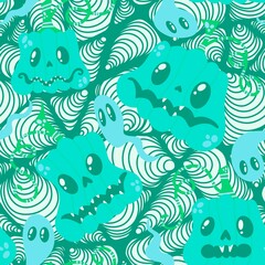 Halloween pumpkins seamless monsters pattern for wrapping paper and fabric