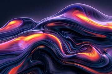 Dynamic and vibrant abstract painting with dark background and swirling lines of orange red and yellow creating a sense of movement and intensity