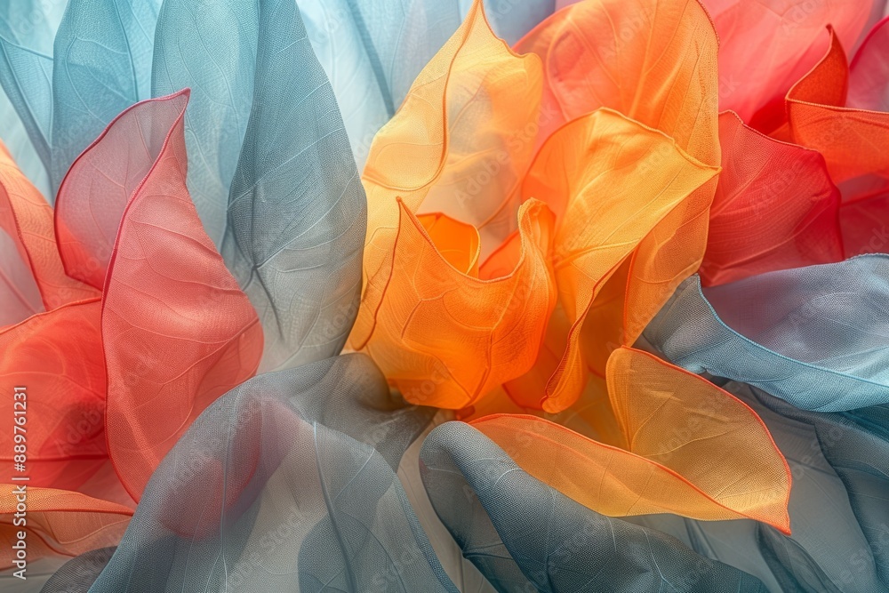 Poster soft and ethereal abstract artwork with translucent orange and teal shapes creating a dreamy and ser