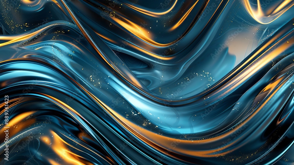 Poster this is a computer generated image featuring a beautiful abstract background in blue and gold colors