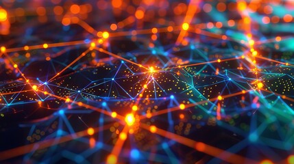 Obraz premium A vibrant abstract network with neon connections symbolizing digital technology and connectivity in the modern age