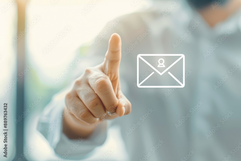 Poster sending mail through web messaging icon for business